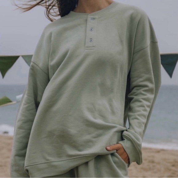 Daily Drills Oversized Henley Top and Joggers with Buttons - Picture 10 of 14